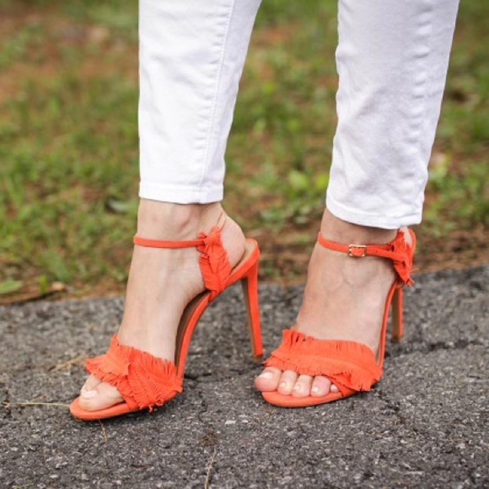 Banana Republic Orange Suede Fringe Sandals